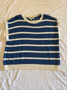 torrid Belle Isle Blue and White Open-Knit Sweater Shell